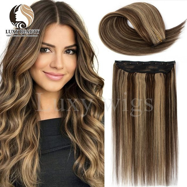 luxy beauty Balayage Clip-in-Einteiler-Echthaarverlängerungen, Braun, Damen - Bild 1