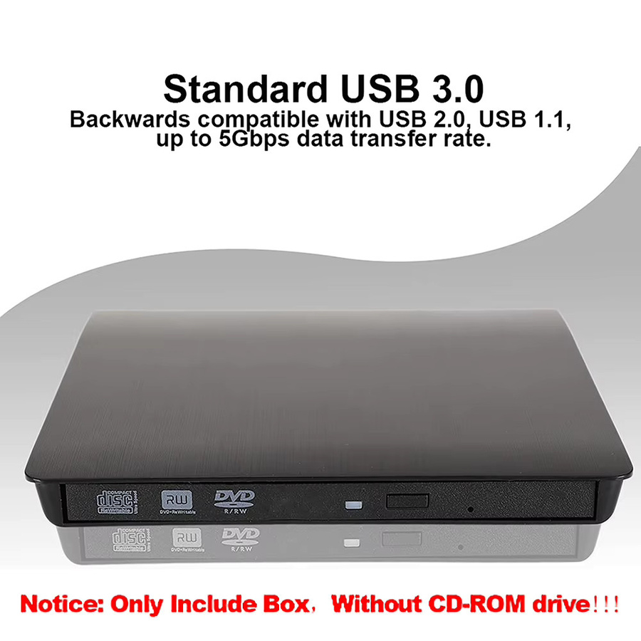 ALLOET Externes optisches Laufwerksgehäuse USB 3.0 Tragbarer CD-DVD-RW-Brenner in Schwarz - Bild 5