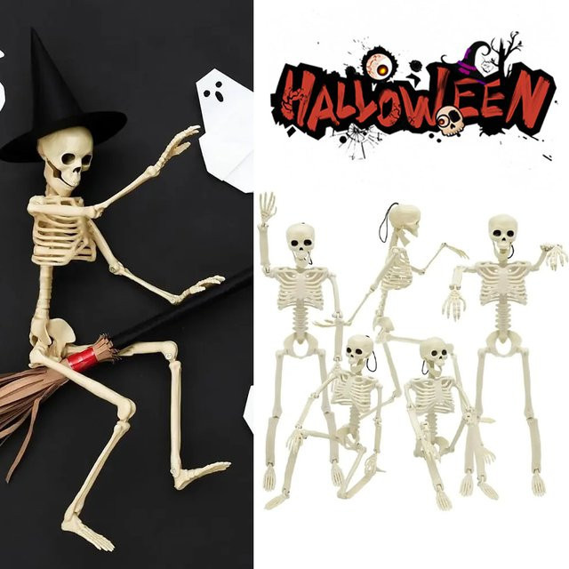 trebalena Halloween Skelett-Hängeornament, Kunststoff, weiß, 40 cm - Bild 1