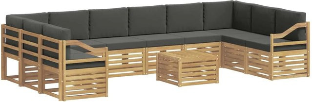 vidaXL Outdoor-Sofagarnitur 8-teilig aus Akazienholz in Anthrazit und Weiß mit UV-beständigen Polstern, L-Form, B/T/H: 59 x 59 x 37 cm - Bild 1