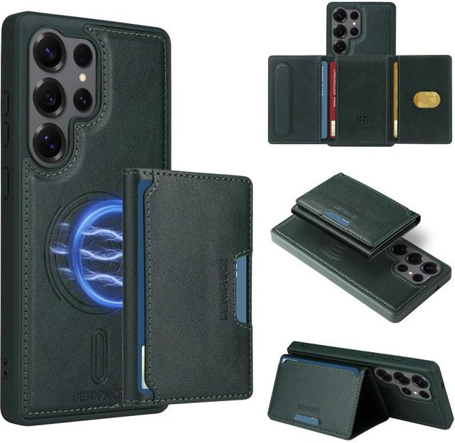 Magnetische Leder-Handyhülle mit Geldbörse-Funktion und kabellosem Laden für Samsung Galaxy S25 Ultra, S24 FE, S23 Plus, S22 Ultra und S21 in verschiedenen Farben - Bild 1