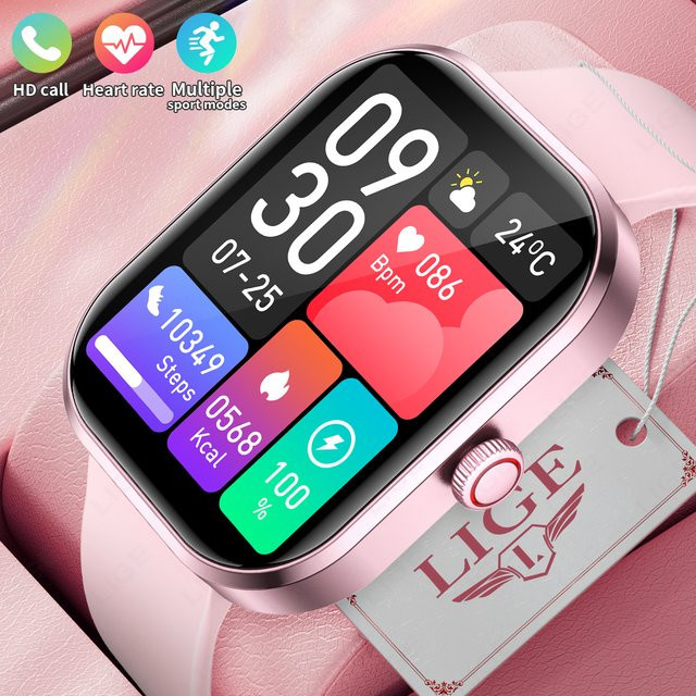 Lige Smartwatch für Damen in Pink mit Bluetooth Calling, Sportarmband und Gesundheitsmonitor für Android und iOS - Bild 1