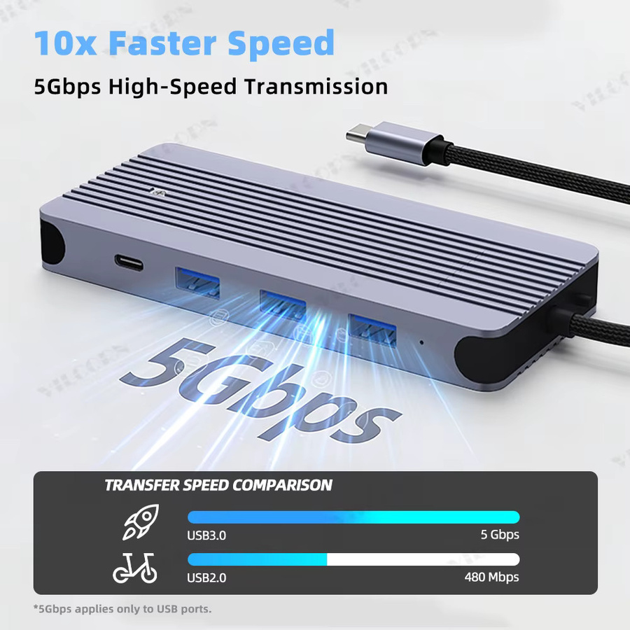 VILCORN 12-in-1 USB-C Dockingstation mit M.2 SSD-Gehäuse und HDMI 4K UHD Adapter für Macbook Pro - Bild 4
