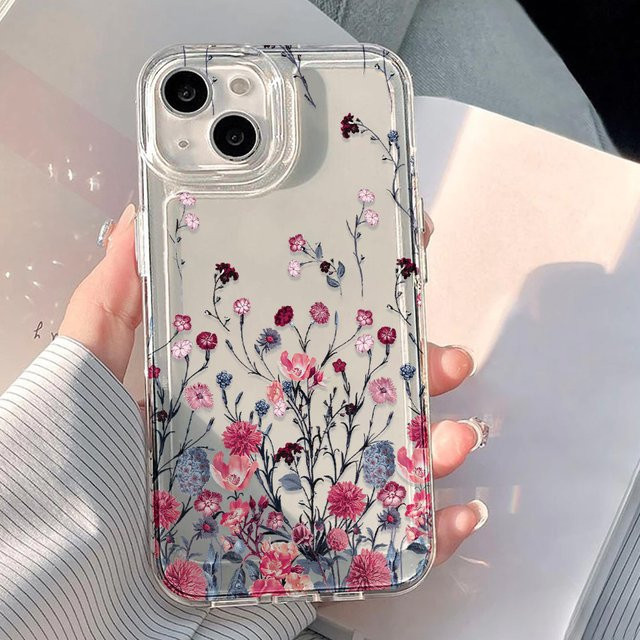 Transparente Silikon-Handyhülle mit Blumen-Design für Samsung Galaxy S25, S24 Ultra, S23 FE, S23 und S22 - Bild 1
