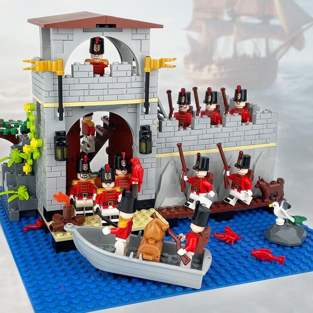 Fun Building Blocks MOC Mittelalterliche Marine Wasserburg, Baustein, ab 6 Jahren - Bild 1