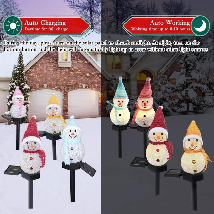 Peach Forest Solar Schneemann Gartenstecker für die Weihnachtsdekoration im Außenbereich, Mehrfarbig - Bild 2