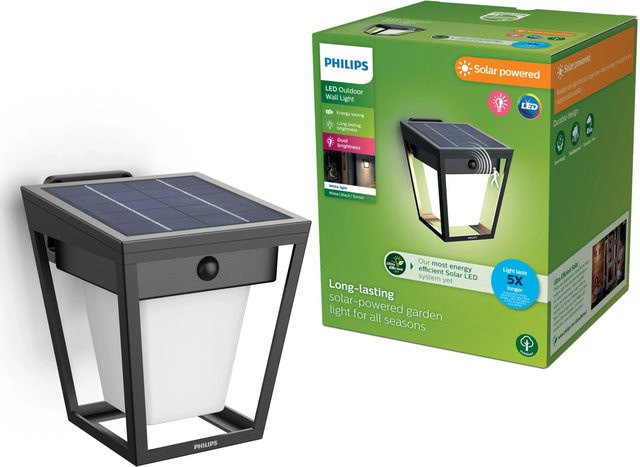 Philips Solar LED Wandleuchte Nissa für Außenbereiche in Schwarz - Bild 1