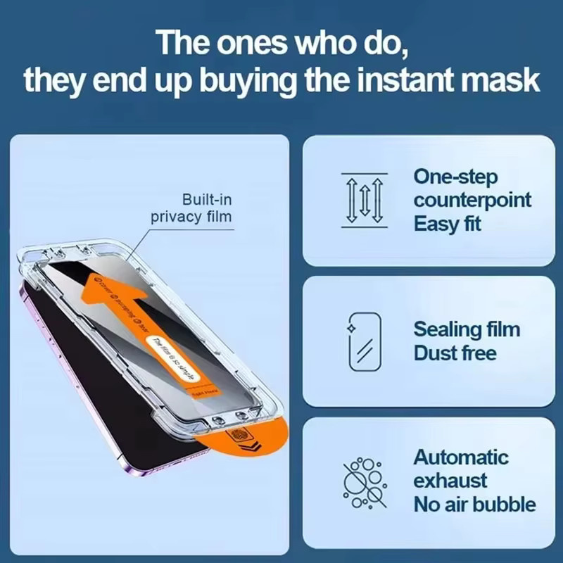 Sichtschutz-Displayschutz aus gehärtetem Glas für Apple iPhone 11 bis iPhone 17 Pro Max und weitere Modelle, transparent - Bild 5