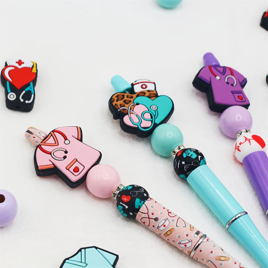 6er Set DIY-Perlenstift mit medizinischen Silikonperlen und schwarzer Tinte für Arzt und Krankenschwester, Multicolour - Bild 2