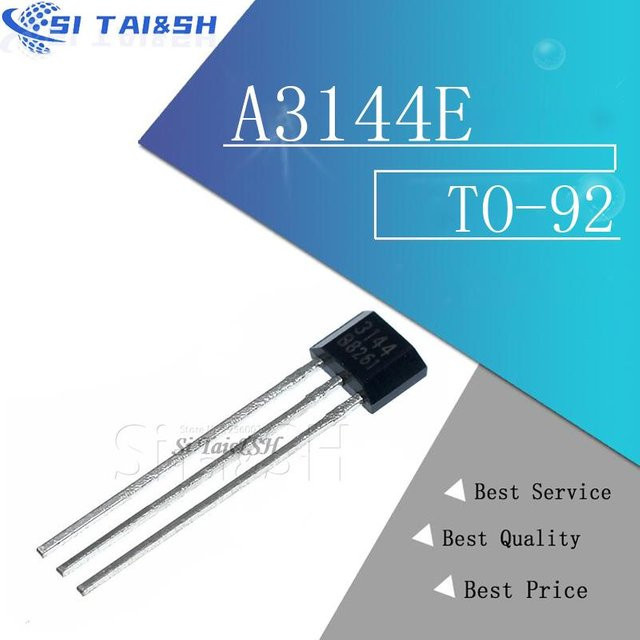 10 Stück Si Tai&SH A3144E Hall-Effekt-Sensor TO92 in Schwarz - Bild 1