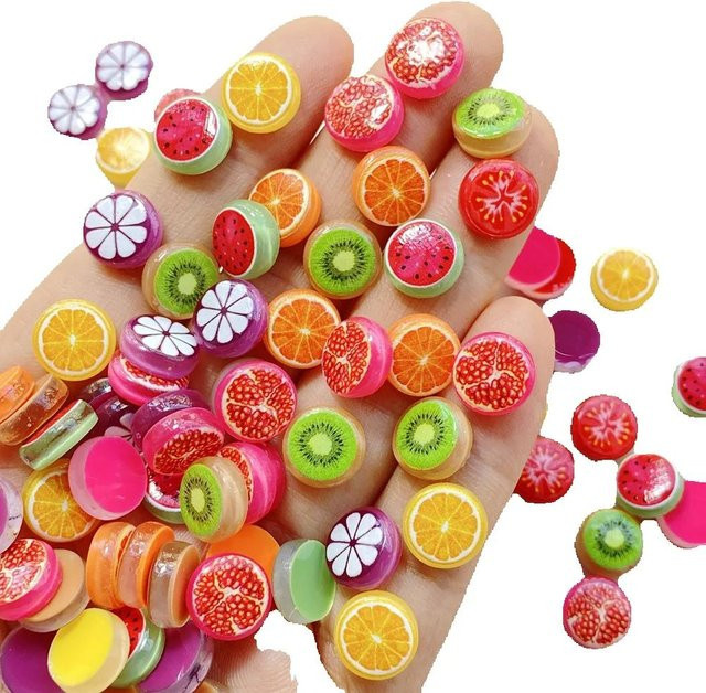 TSXJY Nagelkunst-Harz-Charms, Fruchtscheiben-Serie, Glänzend, 50 Stück - Bild 1