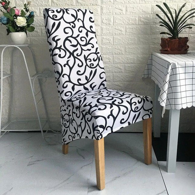 BC-Warm Home Bedruckter Stuhlbezug in XL-Größe aus Stretch-Material für Esszimmerstühle, Mehrfarbig - Bild 1