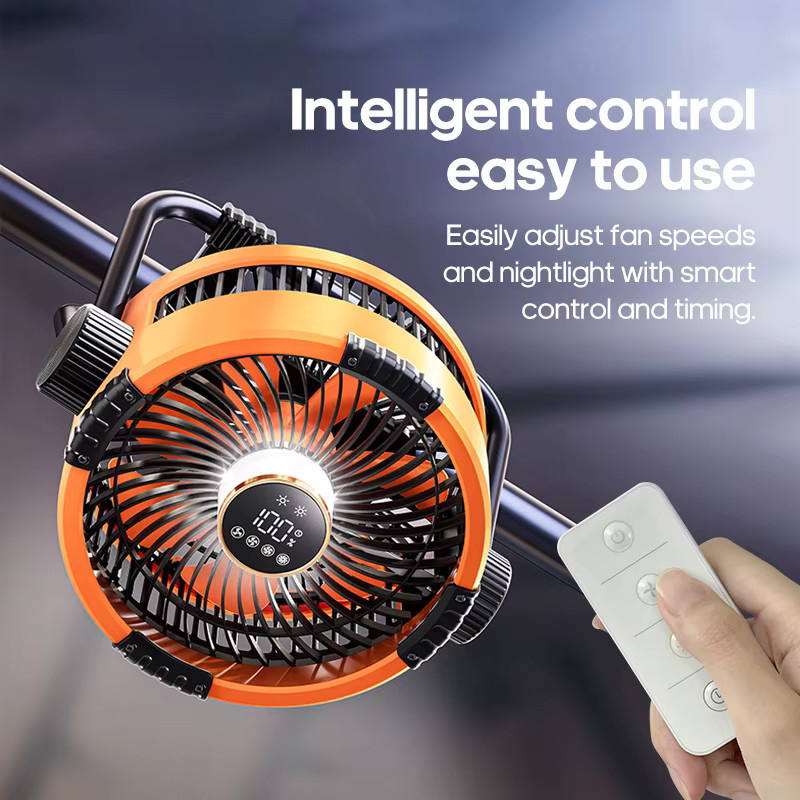 Kinscoter 6-in-1 Outdoor-Campingventilator in Orange mit 20000mAh Akku, LED-Beleuchtung und Powerbank-Funktion - Bild 3