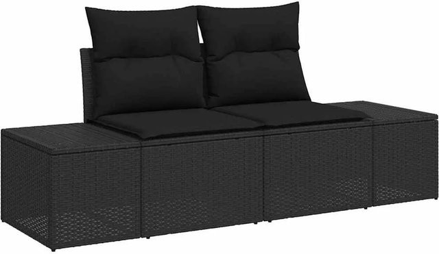 vidaXL Garten-Sofa-Set 6-teilig Schwarz mit Gartentisch und Stauraumfunktion - Bild 1