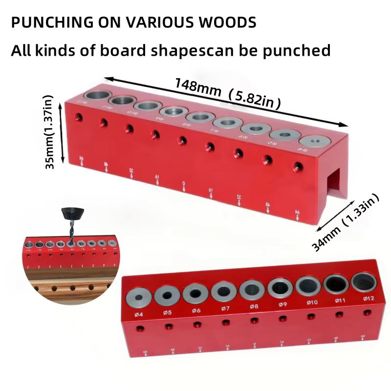 GDART Tragbarer Bohrerguide für die Holzbearbeitung mit selbstzentrierendem Stellregler für 4mm-12mm Präzisionsbohrungen - Bild 3