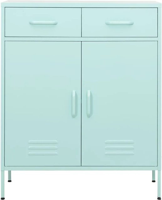 vidaXL Lagerschrank aus Stahl in Minzgrün mit Türen und Schubladen, B/T/H: 80 x 35 x 101,5 cm - Bild 1