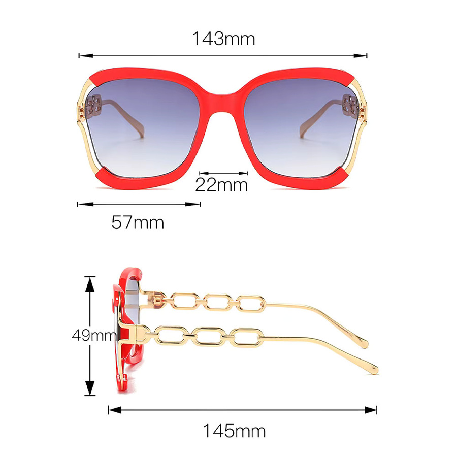 YuYing Sonnenbrille, Vollrand, Square, Gold, Red, Damen - Bild 2