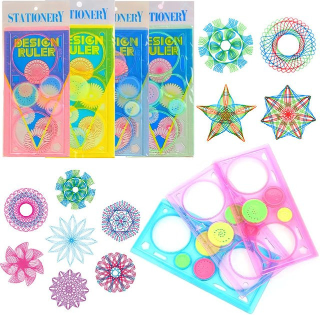 ZYF 4-teiliges Spirograph-Lineal Set in Mehrfarbig, Multifunktionales Zeichenwerkzeug aus Kunststoff für den Kunstunterricht - Bild 1