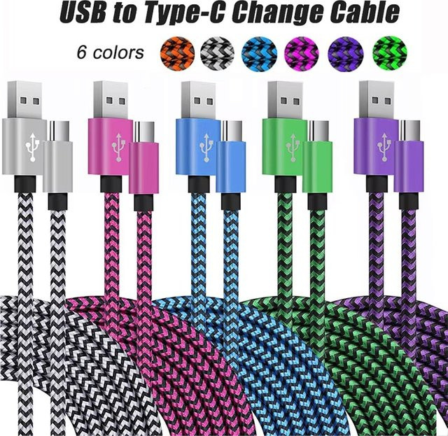 VORTNGLE USB-auf-Typ-C-Kabel mit Nylon-Geflecht in Gelb für Datensynchronisation und 2,4A Schnellladen - Bild 1