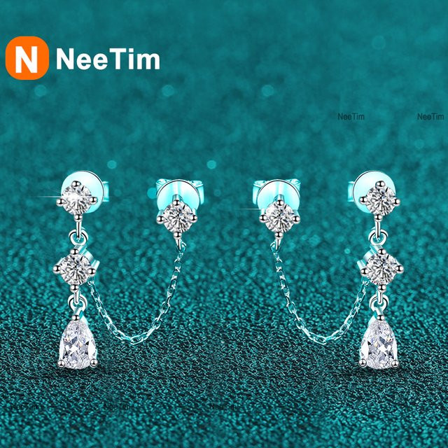 NeeTim Ohrstecker, 925 Silber, Moissanit, Damen - Bild 1