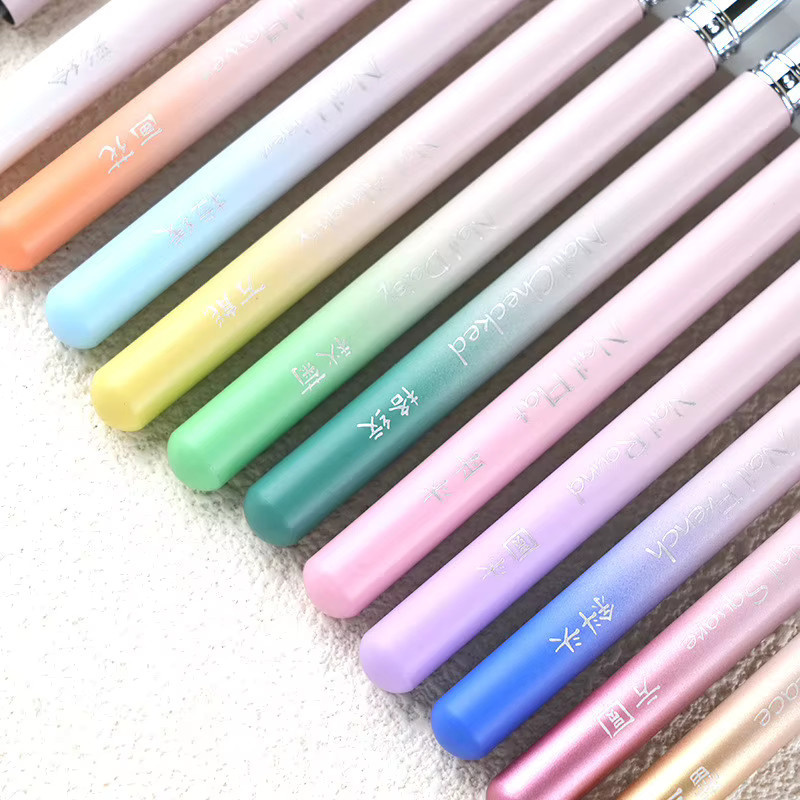 Nagelzeichnung Stift mit Metallgriff, 11 Farben, Farbverlauf - Bild 2