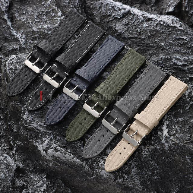 Uhrenarmband Leder, Segeltuch, 20 mm, 22 mm, Schnellverschluss - Bild 1