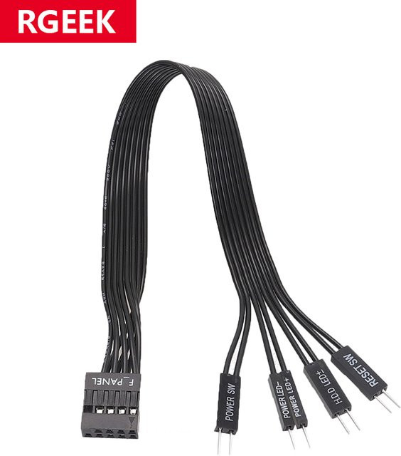 RGEEK F-Panel Buchse auf 2-Pin Power Reset SW HD LED Stecker für PC Motherboard in Schwarz - Bild 1