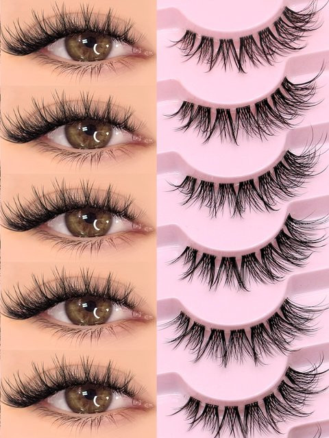 VELTRINAY Künstliche Wimpern, Wispy-Look, transparentes Band, Unisex - Bild 1