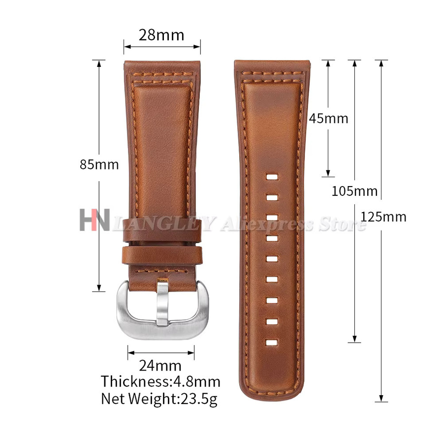 Uhrenarmband Langley, Leder, 28 mm, Unisex - Bild 3
