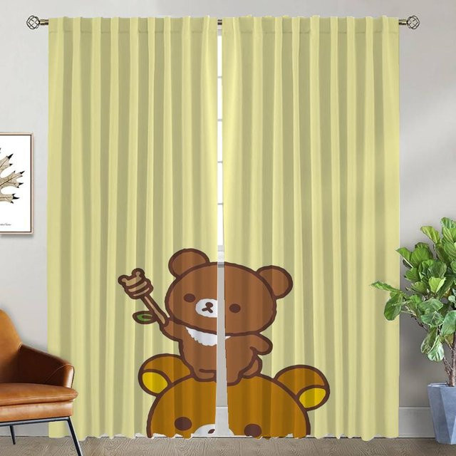 Rilakkuma Küchenvorhänge Set aus 2 Stück, gelb, B: 50 cm, H: 70 cm - Bild 1