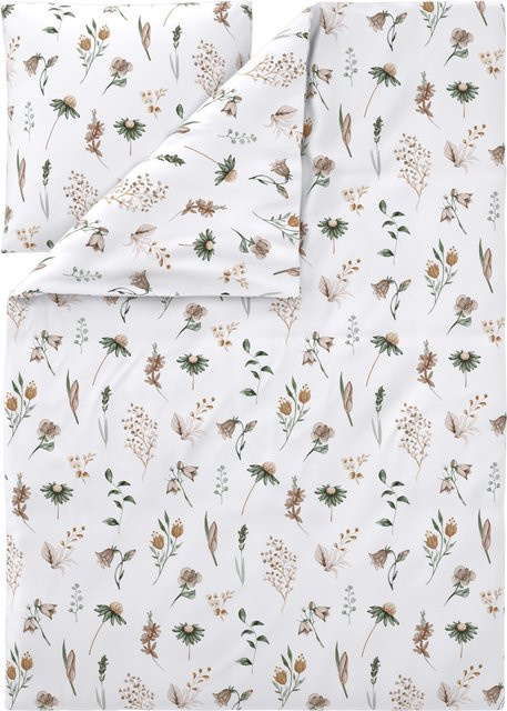 LIVARNO Feinbiber-Wendebettwäsche mit Blumenmuster, B/H: 135 x 200 cm und Kissenbezug 80 x 80 cm, Farbe: Natur/Floral - Bild 1