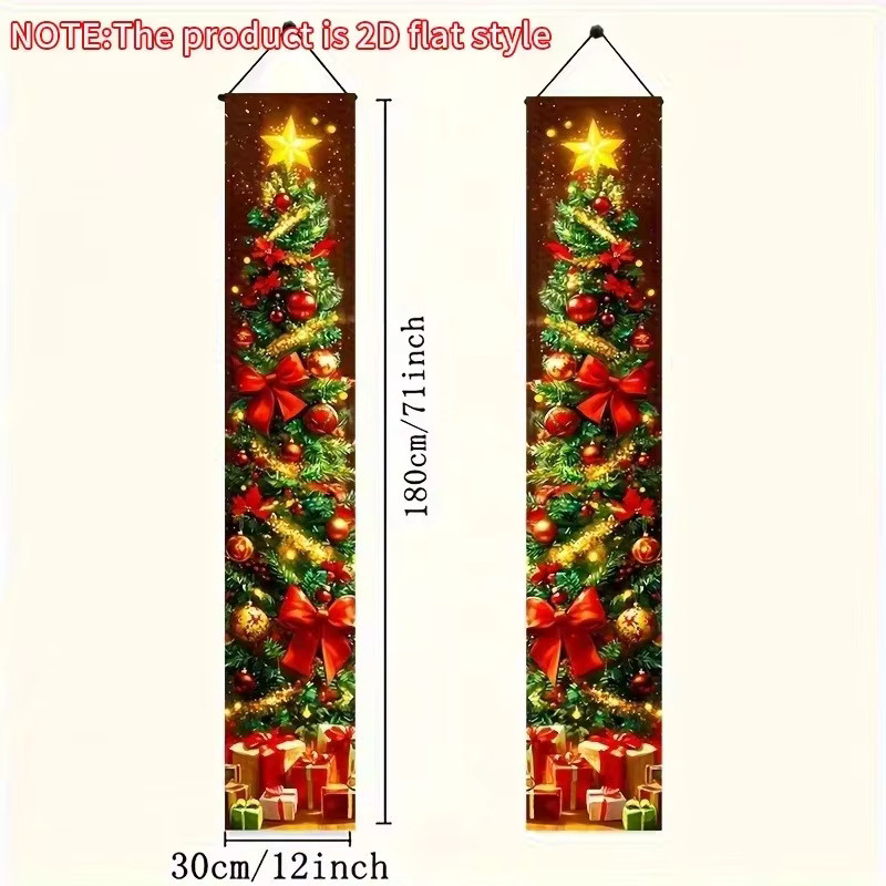 VIKAMA 2-teiliges Woven-Weihnachtsbaum-Haustür-Set, floraler Design-Türhänger für Innen und Außen, Mehrfarbig, B/H: 30 x 180 cm - Bild 5