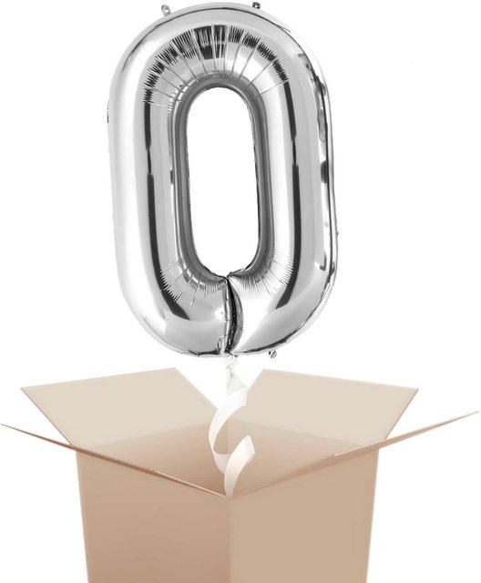 Rico Design Folienballon Zahl 0 in Silber für Geburtstag oder Hochzeit, Höhe: 86 cm - Bild 1