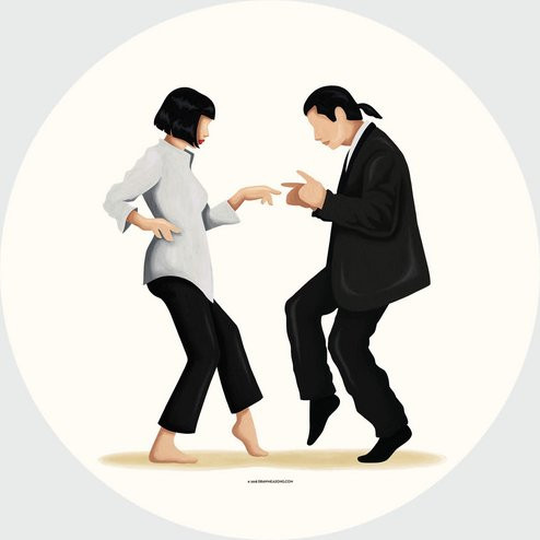 K&L Wall Art Vliestapete Tohme Retro Pulp Fiction, runde Wandgestaltung, mehrfarbig, matt - Bild 1