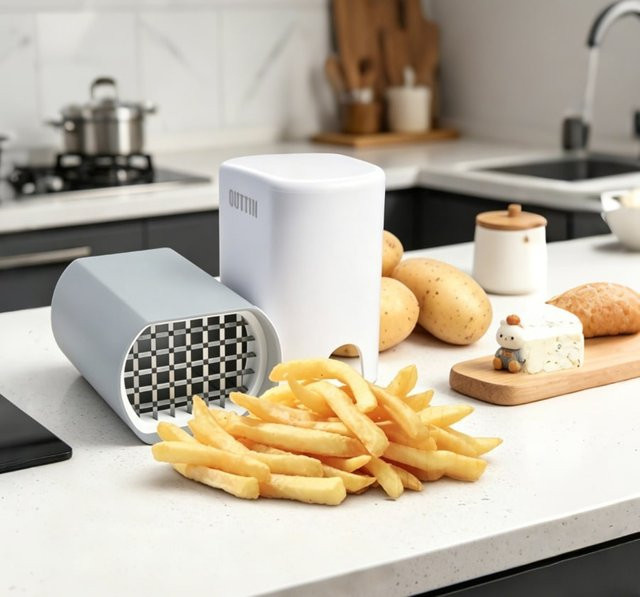 Quttin Gemüseschneider und Kartoffelstanzer in Weiß für Pommes, Karotten und Gurken, B/T/H: 10 x 8,5 x 13,5 cm - Bild 1