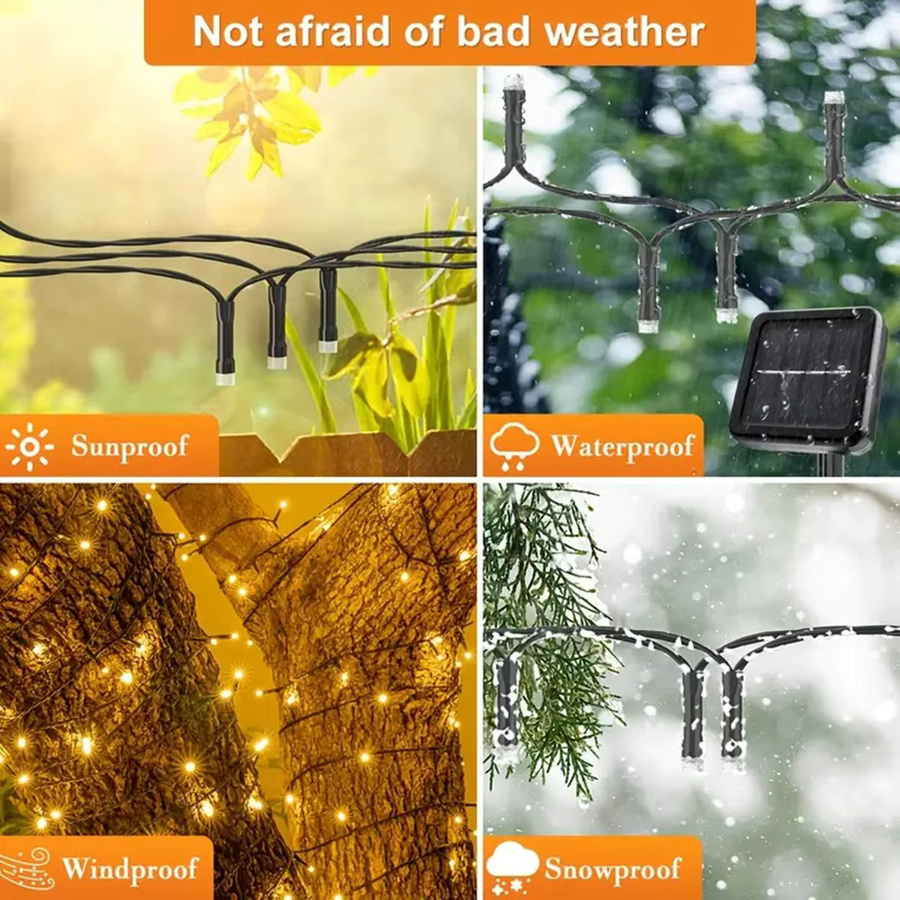 Peach Forest Solar LED Lichterkette RGB mit 8 Modi, wasserdicht, 12m Länge für Garten und Party-Dekoration - Bild 3