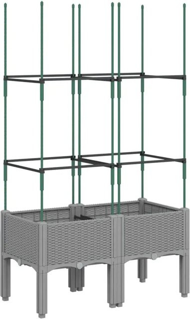vidaXL Pflanzkübel mit Rankgitter in Hellgrau, B/T/H: 80 x 40 x 142,5 cm - Bild 1