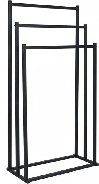 Relaxdays Handtuchständer aus Eisen in Schwarz mit 3 Stangen, freistehend, modern, H: 86 cm, B: 44 cm, T: 21 cm - Bild 1