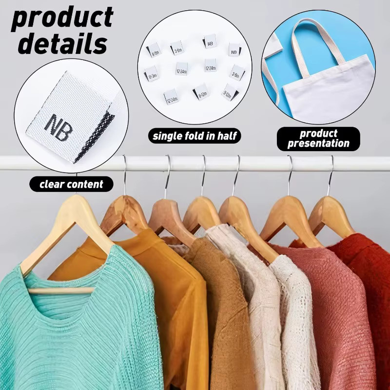 280 Stück bestickte Kleidungs- und Monatsetiketten in 7 Stilen aus weißem Polyester für Kleidungsgrößen, rechteckig - Bild 2