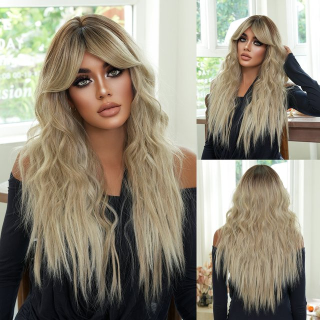NAMM Perücke, lange wellige blonde Synthetikfaser, Damen - Bild 1