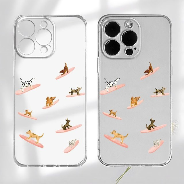 Transparente TPU-Handyhülle mit Surfing-Welpenmuster für Apple iPhone 11 bis iPhone 17 Pro Max Modelle - Bild 1