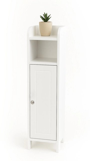 Relaxdays Badezimmerschrank in Weiß im Landhausstil mit Magnetverschluss, B/T/H: 80 x 18 x 20 cm - Bild 1