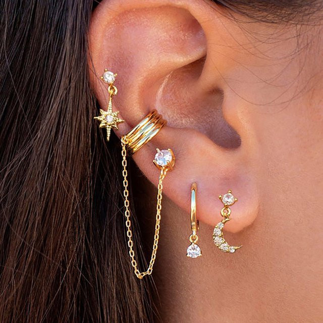 Maodane Creolen Edelstahl, Zirkonia, Gold, Damen - Bild 1