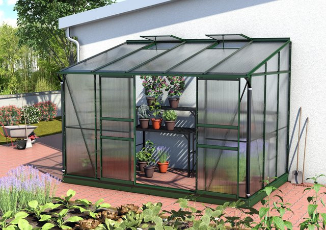 Vitavia Anlehn-Gewächshaus Ida 6500 in Smaragdgrün mit 6,5 m² Fläche und 6 mm HKP-Verglasung - Bild 1