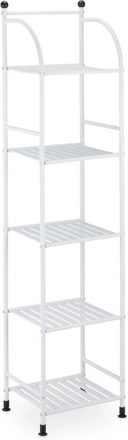 Relaxdays Standregal aus Metall in Weiß mit 5 Ablagen, Höhe: 145 cm, Breite: 33 cm, Tiefe: 28 cm - Bild 1