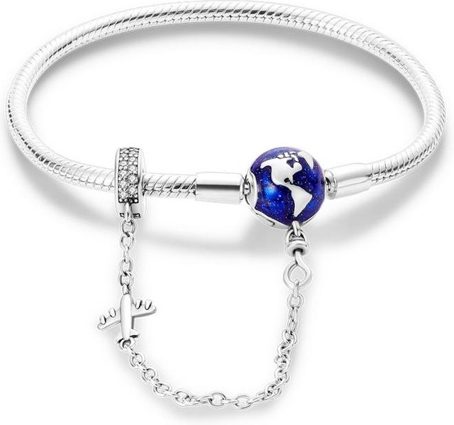 Erdarmband 925 Silber, Herzförmig, Zirkonia, Damen, 17cm - Bild 1