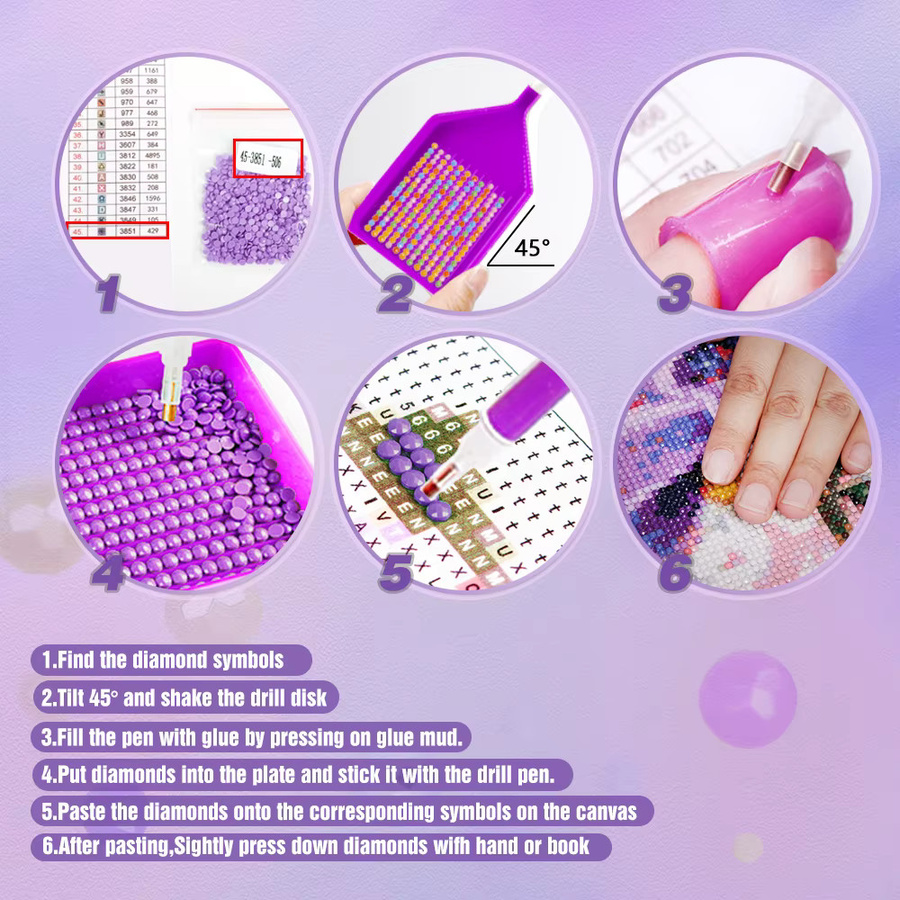 HUACAN 4er Set Diamantmosaik DIY 5D Malerei mit runden Steinen Motiv Tiere Herbst Dekoration in Mehrfarbig - Bild 4