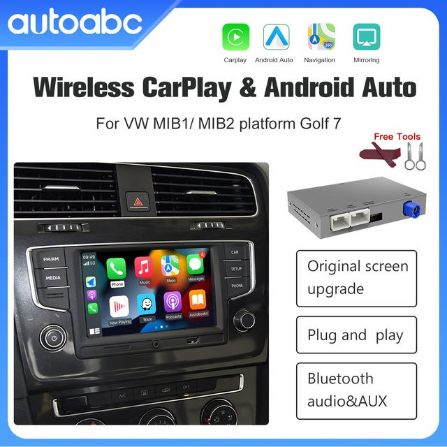 AUTOABC Drahtlose CarPlay Spiegel Link Modul Box für VW Golf MK7, SEAT Tiguan und Skoda B8 MIB/MIB2 mit Android Auto - Bild 1