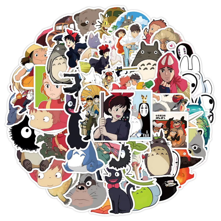 50 Stück Ghibli Hayao Miyazaki Aufkleber Set, wasserfeste Cartoon Sticker in Multicolour für Laptop, Telefon und Notizbuch - Bild 3