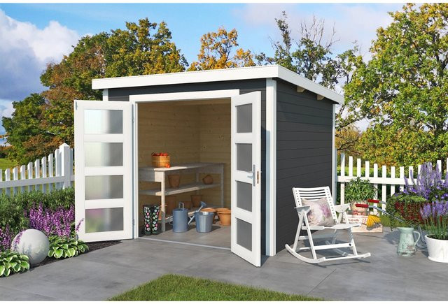 Lasita Holz-Gartenhaus Zambezi 5 aus Fichtenholz mit Flachdach in Carbongrau, B/H/T: 270 x 210,9 x 324,8 cm - Bild 1